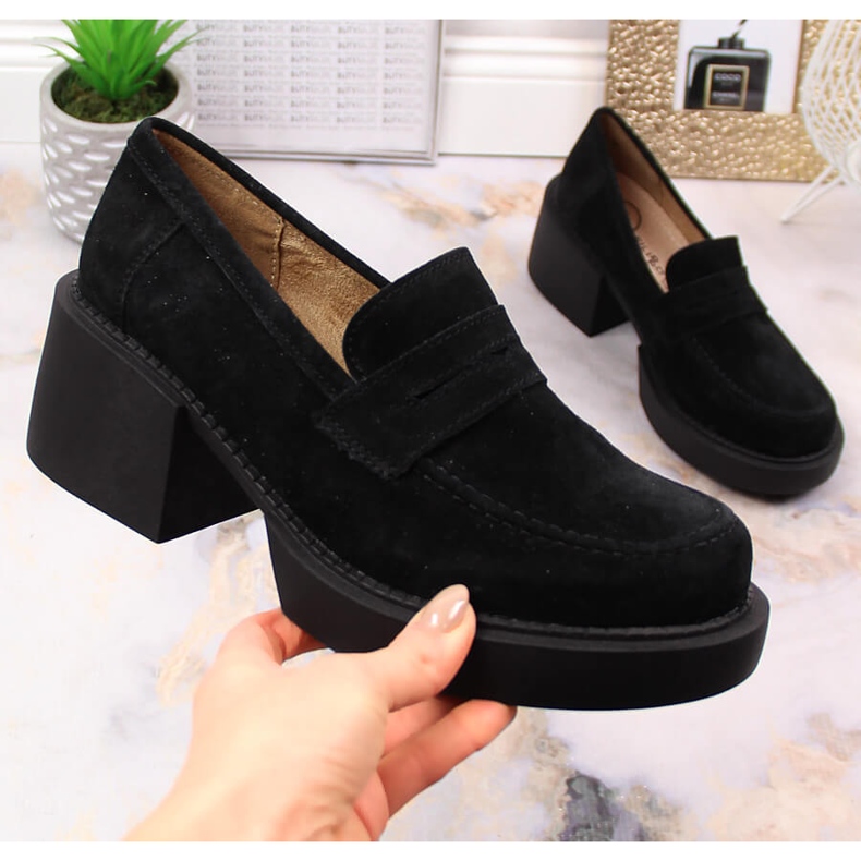 Mocassins femme en cuir suédé Filippo DP4685/23 noir 1