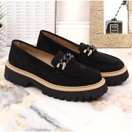 Mocassins femme en daim avec chaîne Filippo DP4589/23 le noir 2
