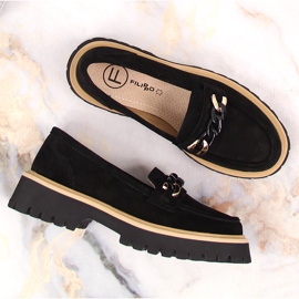 Mocassins femme en daim avec chaîne Filippo DP4589/23 le noir 3