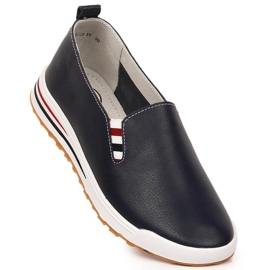 Baskets à enfiler pour femmes en cuir bleu marine Filippo DP3510/23 1