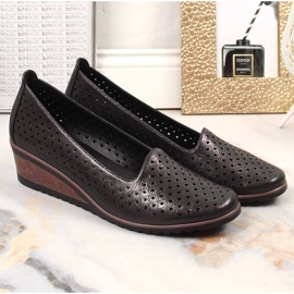Chaussures compensées ajourées noir brillant femme Potocki SZ12018 le noir 2