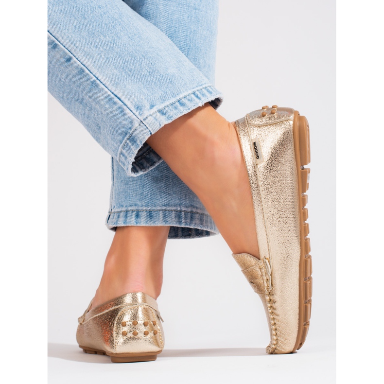 Goodin Mocassins dorés confortables pour femmes Shelovet 2