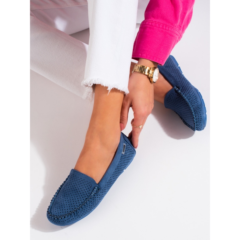 Goodin Mocassins en cuir Shelovet bleu clair 1