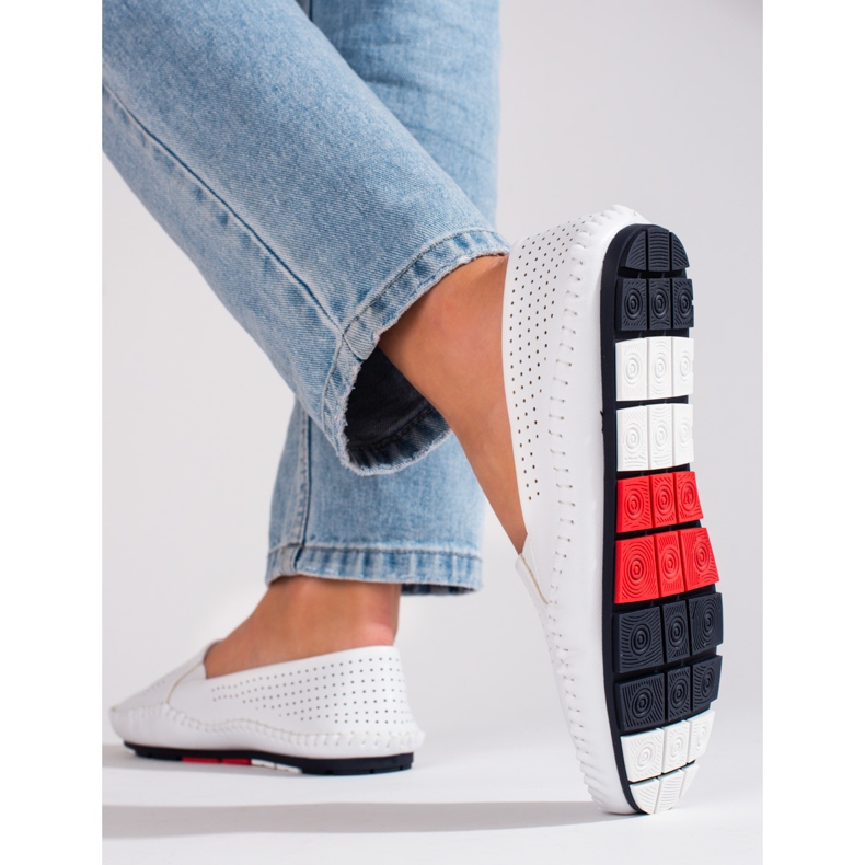 Mocassins ajourés pour femme blanc Shelovet blanche 1 Mocassins ajourés pour femme blanc Shelovet blanche 1