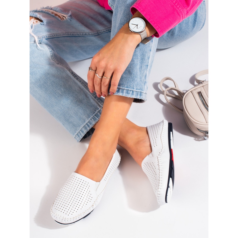 Mocassins ajourés pour femme blanc Shelovet 2