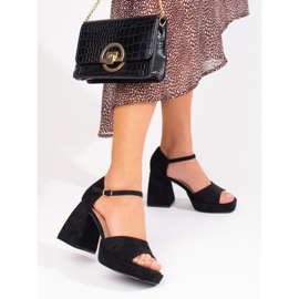 Sandales à talons en daim noir Vinceza le noir 2