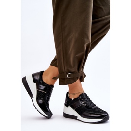S.Barski Crosby Baskets compensées en cuir pour femme Noir le noir 4