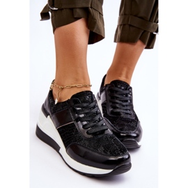 S.Barski Crosby Baskets compensées en cuir pour femme Noir le noir 3