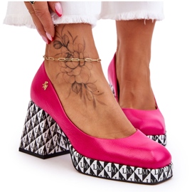 Escarpins en cuir à la mode Laura Messi 2599 Fuchsia rose 8