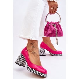 Escarpins en cuir à la mode Laura Messi 2599 Fuchsia rose 7