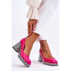 Escarpins en cuir à la mode Laura Messi 2599 Fuchsia rose 2