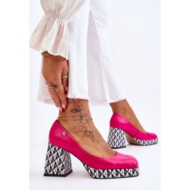 Escarpins en cuir à la mode Laura Messi 2599 Fuchsia rose 3