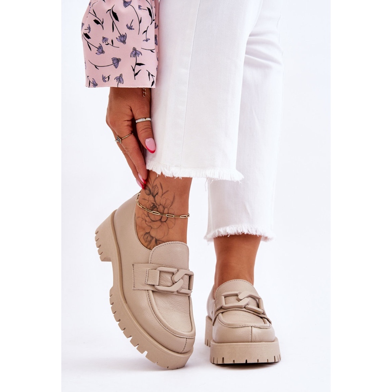 Lemar Mocassins Cuir Tendance Beige Rayhan 1