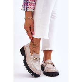 S.Barski Mocassins Plateforme Laqués Gris Clair Ronin 2