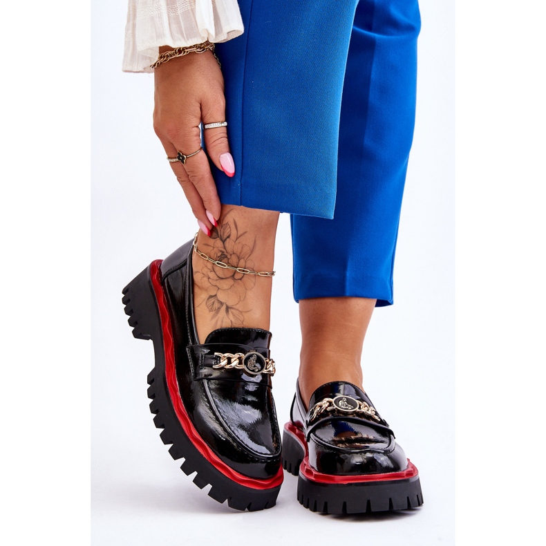 S.Barski Mocassins Plateforme Laqués Noir Ronin 1