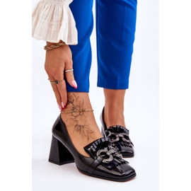 S.Barski Escarpins confortables en cuir verni noir Mercy 2