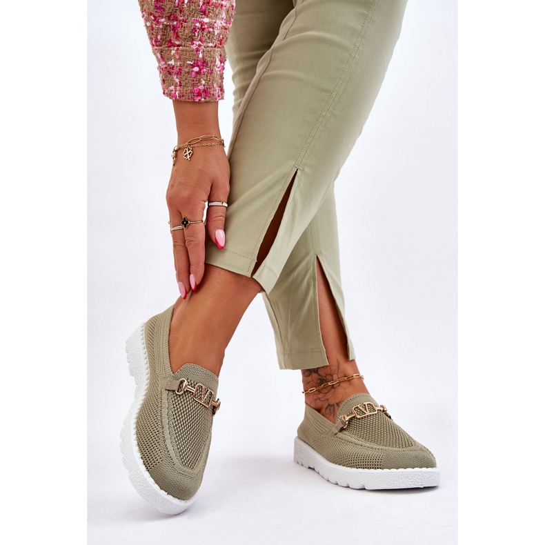 Baskets à enfiler pour femmes avec ornements Vert Alena 1