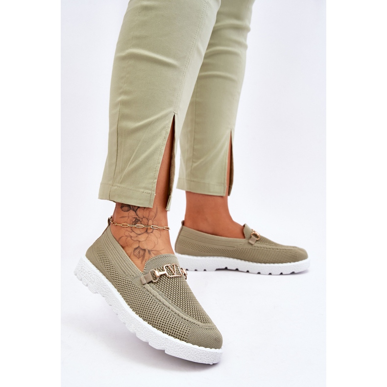 Baskets à enfiler pour femmes avec ornements Vert Alena 2