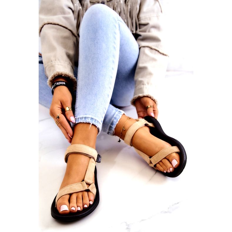 Sandales de sport en daim pour femmes Beige 4