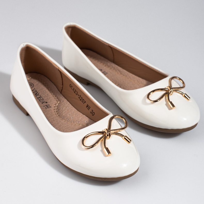 Vinceza Ballerines fille Shelovet laquées blanc 1