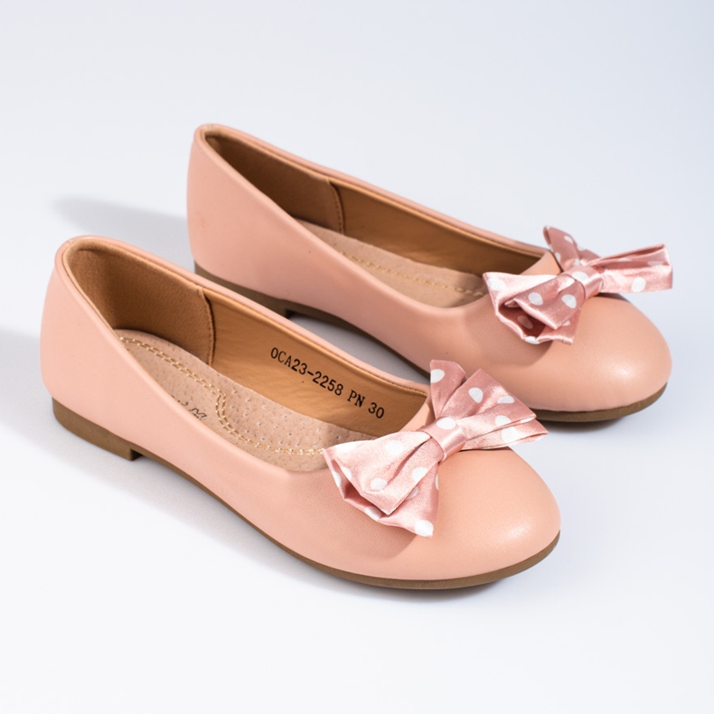 Ballerines Vinceza fille avec nœud poudré rose 1 Ballerines Vinceza fille avec nœud poudré rose 1