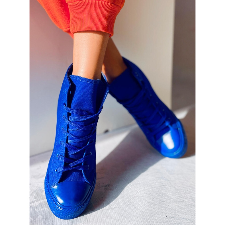 BM Parks Blue Baskets compensées à la cheville bleu marine bleu 1