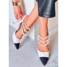 BM Escarpins à talon ouvert avec perles Harmony White blanc 2