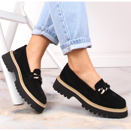 Mocassins femme en daim avec chaîne Filippo DP4589/23 le noir 4