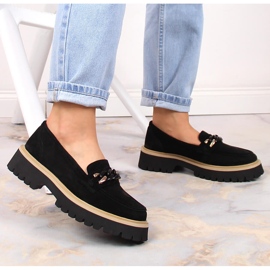 Mocassins femme en daim avec chaîne Filippo DP4589/23 le noir 5