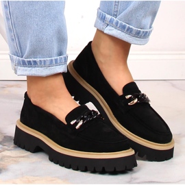 Mocassins femme en daim avec chaîne Filippo DP4589/23 le noir 6