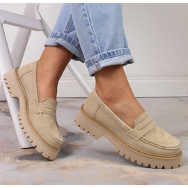 Mocassins femme en cuir à talons et plateforme beige Filippo DP4586/23 1 Mocassins femme en cuir à talons et plateforme beige Filippo DP4586/23 1