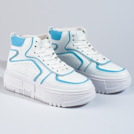 Baskets femme Shelovet blanc et bleu blanche 1