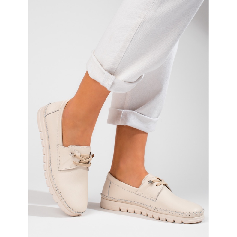 Chaussures Vinceza en cuir beige 1