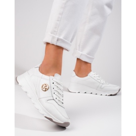 Baskets femme Vinceza en cuir blanc 1