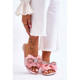 PS1 Chaussons Femme Avec Noeud Et Strass Rose Jolene 1 PS1 Chaussons Femme Avec Noeud Et Strass Rose Jolene 1