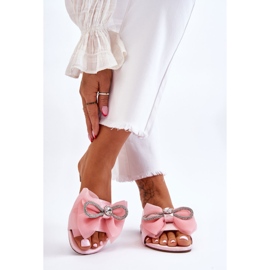 PS1 Chaussons Femme Avec Noeud Et Strass Rose Jolene 2 PS1 Chaussons Femme Avec Noeud Et Strass Rose Jolene 2