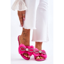 PS1 Chaussons Femme Avec Noeud Et Strass Fuchsia Jolene rose 1 PS1 Chaussons Femme Avec Noeud Et Strass Fuchsia Jolene rose 1