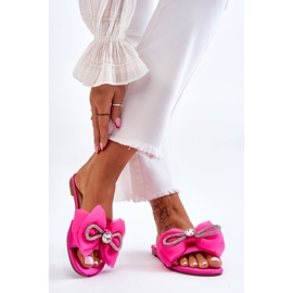 PS1 Chaussons Femme Avec Noeud Et Strass Fuchsia Jolene rose 2 PS1 Chaussons Femme Avec Noeud Et Strass Fuchsia Jolene rose 2