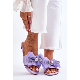 Chaussons Femme Avec Noeud Et Strass Violet Jolene 1 Chaussons Femme Avec Noeud Et Strass Violet Jolene 1