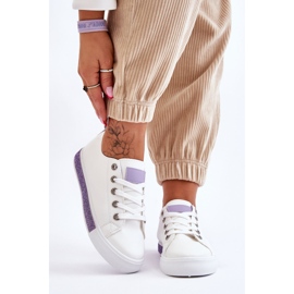 Baskets basses à jets pour femmes Blanc-Violet Demira blanche 2