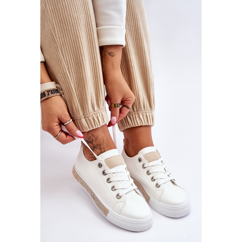 PS1 Baskets basses à jets pour femmes Blanc-Beige Demira blanche 1