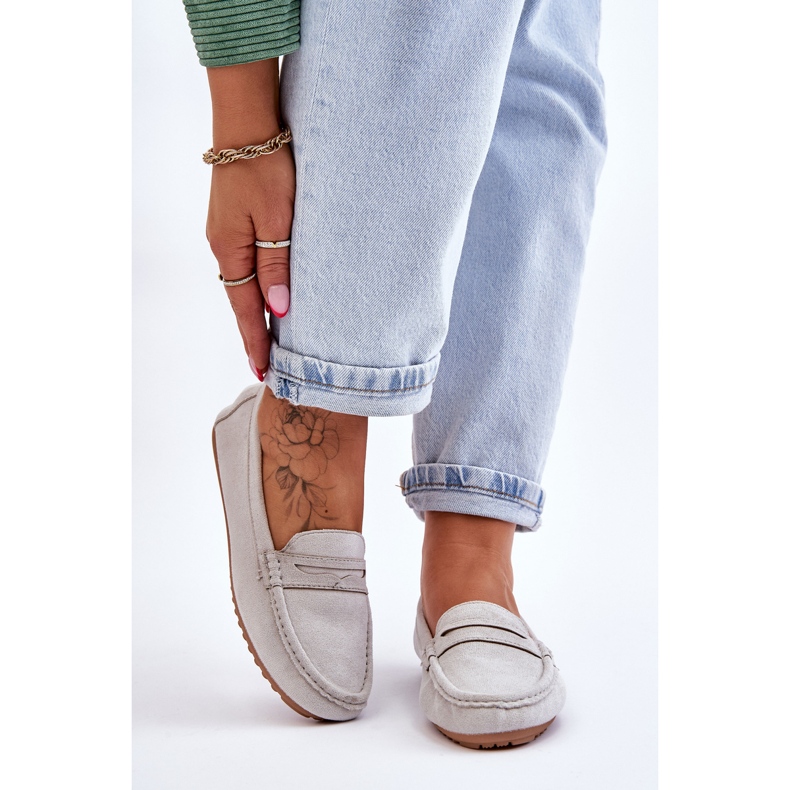 FC3 Mocassins Classiques en Daim pour Femme Gris Ivana 1