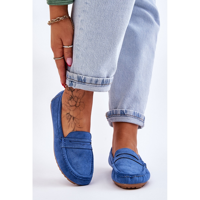 FC3 Mocassins classiques en daim pour femmes Bleu Ivana 1