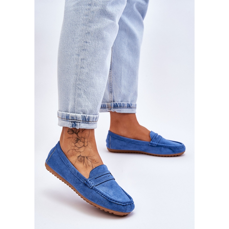 FC3 Mocassins classiques en daim pour femmes Bleu Ivana 2