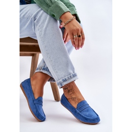 FC3 Mocassins classiques en daim pour femmes Bleu Ivana 5