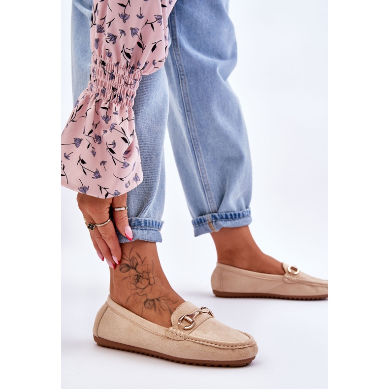 FC3 Mocassins en daim classiques avec ornements Arla beiges 2