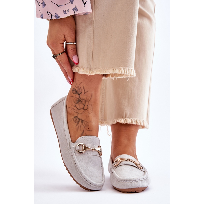 FC3 Mocassins en daim classiques avec ornements Arla Grey gris 1