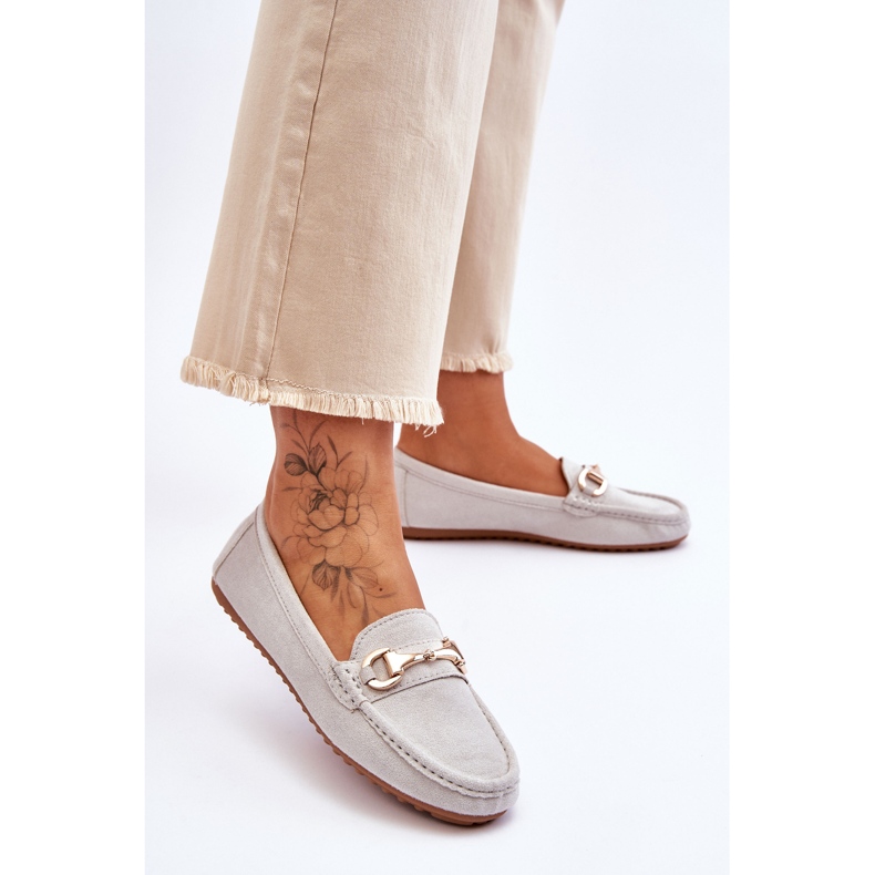 FC3 Mocassins en daim classiques avec ornements Arla Grey gris 2