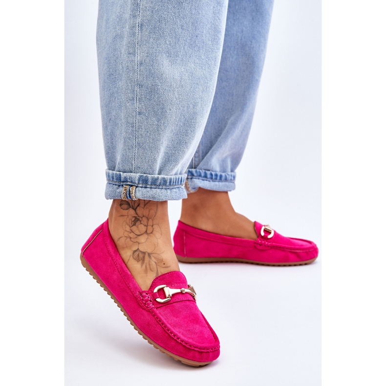 FC3 Mocassins en daim classiques avec décoration Arla Fuchsia rose 2