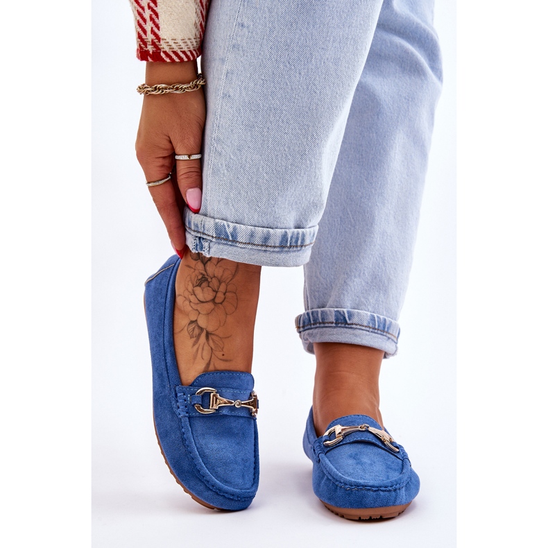 FC3 Mocassins en daim ornés classiques Arla bleus 1